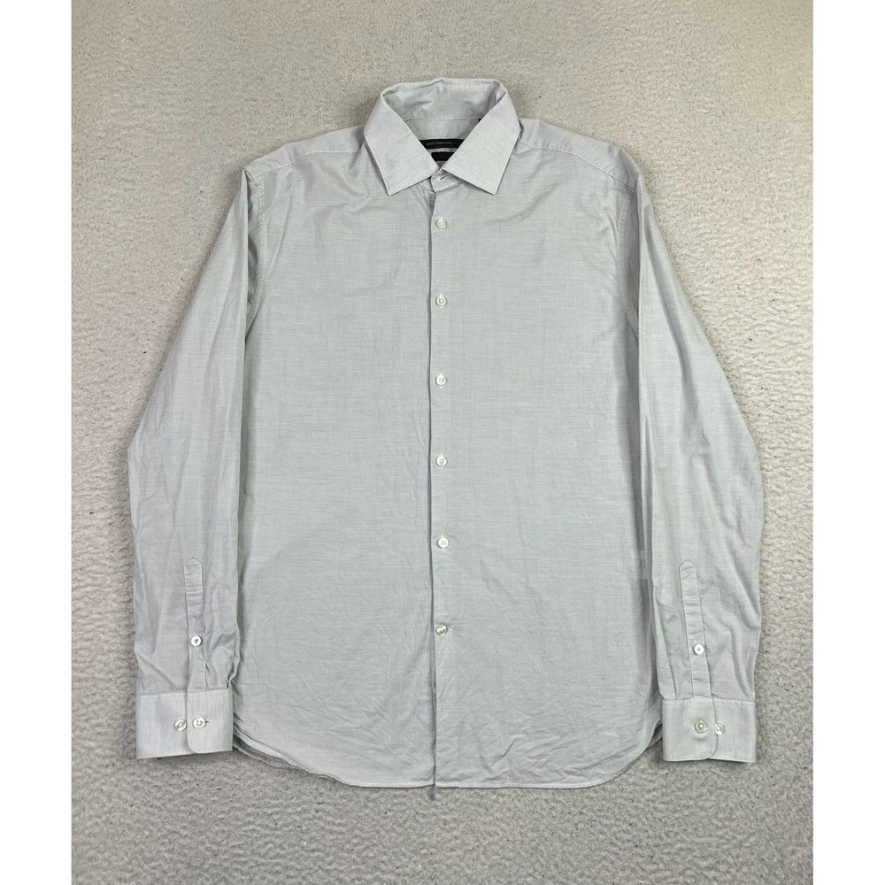 John Varvatos USA Shirt Mens 15.5 Gray Slim Fit Stretch Dress Long Sleeve